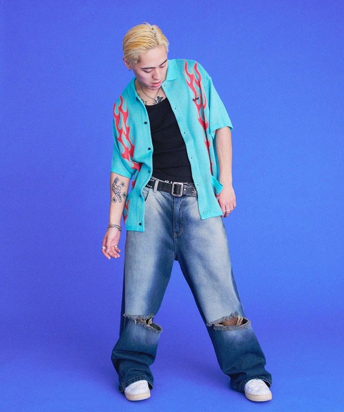 「BAD BOY」 ニットカーディガン L ホワイト メンズ_画像7