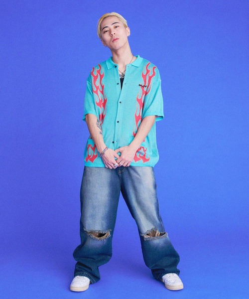 「BAD BOY」 ニットカーディガン L ホワイト メンズ_画像8