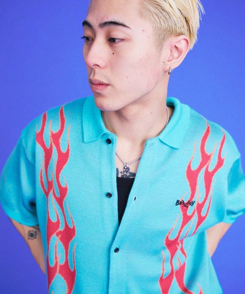 「BAD BOY」 ニットカーディガン L ホワイト メンズ_画像9