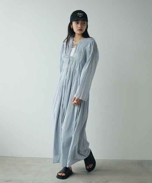 「anuke」 長袖ワンピース 38inch ブラック レディース_画像2