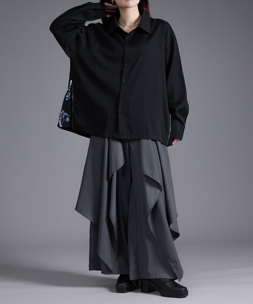 「Ellno Loset」 長袖シャツ MEDIUM ブラック メンズ_画像9