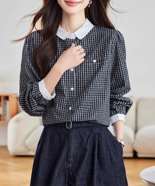 ブラウス シャツ チェック柄ブラウス レディース : ZOZOTOWN Yahoo!店