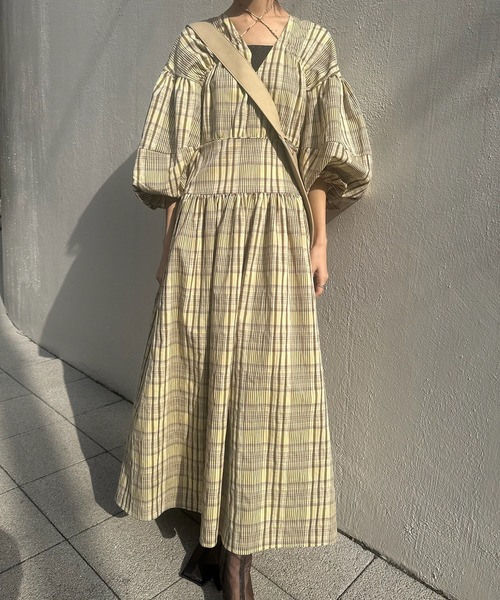 【miiko様】Ameri VINTAGE BALLOON SLEEVE Ameri（アメリ） ワンピース BALLOON SLEEVE CHECK DRESS : ZOZOTOWN