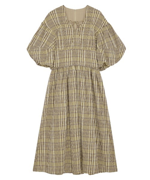 Ameri（アメリ） ワンピース BALLOON SLEEVE CHECK DRESS : ZOZOTOWN