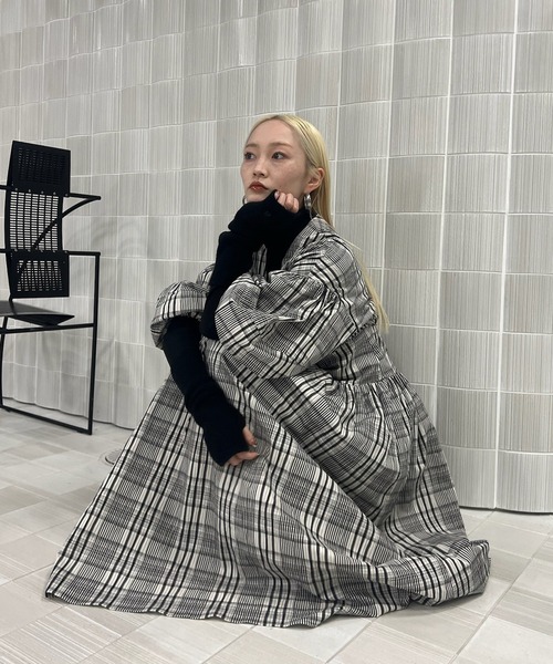 Ameri（アメリ） ワンピース BALLOON SLEEVE CHECK DRESS : ZOZOTOWN