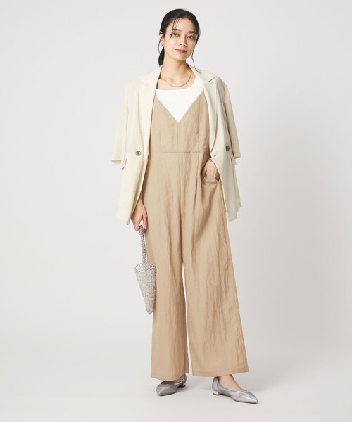 オールインワン 「size SHORT/TALLあり」フィブリル Vネック オールインワン レディースの画像