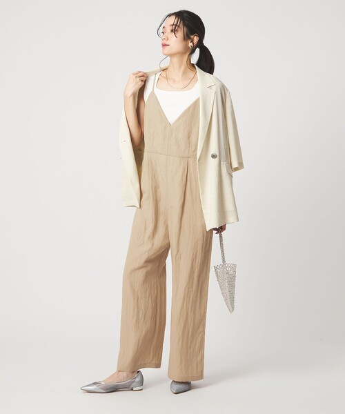オールインワン 「size SHORT/TALLあり」フィブリル Vネック オールインワン レディースの画像