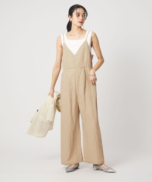 オールインワン 「size SHORT/TALLあり」フィブリル Vネック オールインワン レディースの画像