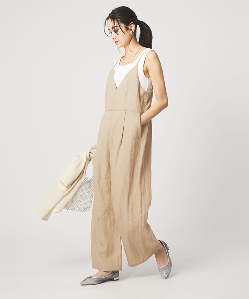 オールインワン 「size SHORT/TALLあり」フィブリル Vネック オールインワン レディースの画像