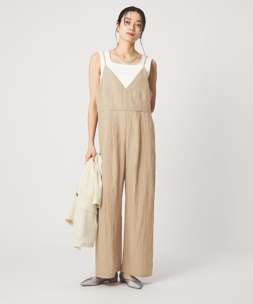 オールインワン 「size SHORT/TALLあり」フィブリル Vネック オールインワン レディースの画像