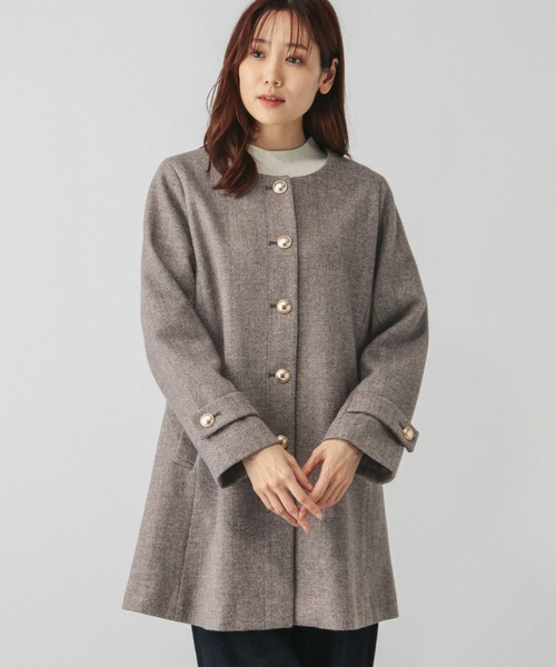 Ballsey（ボールジィ） ノーカラーコート コート ライトタフタ ジップ
