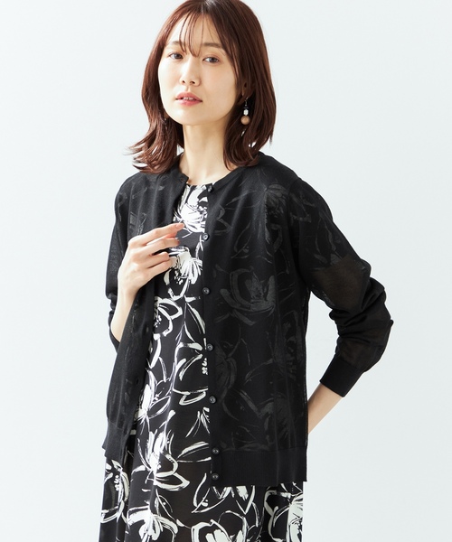 「A/C DESIGN BY ALPHA CUBIC」 ニットカーディガン L ブラック レディース_画像2