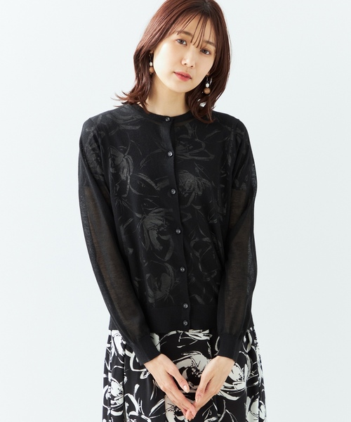 「A/C DESIGN BY ALPHA CUBIC」 ニットカーディガン L ブラック レディース_画像3