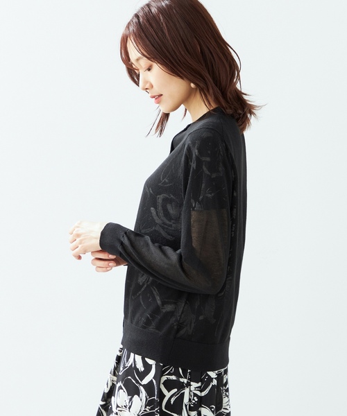 「A/C DESIGN BY ALPHA CUBIC」 ニットカーディガン L ブラック レディース_画像4