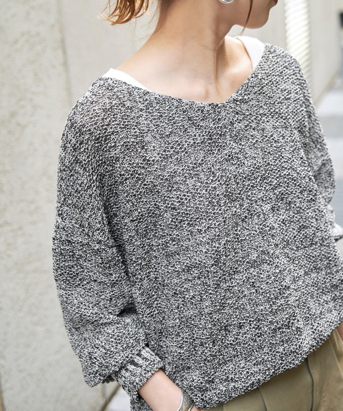 Spick & Span 長袖 クロシェニット ブラック Spick＆Span（スピック アンド スパン） 「Spick & Span」 長袖ニット