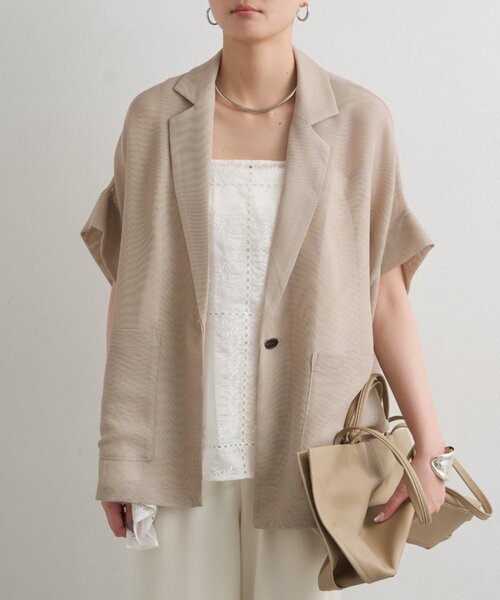 ラウンジドレス メッシュハーフスリーブジャケット ベージュ LOUNGEDRESS（ラウンジドレス）の「メッシュハーフスリーブジャケット