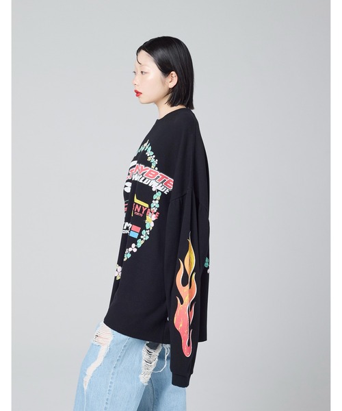 カットソー(長袖/七分) little sunny bite:long sleeve tee little sunny bite (リトルサニーバイト)LSB logo long tee / BLACK