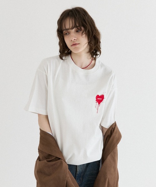 スナップオン　LEE コラボ　オーバーオール　Tシャツ　セット ONCILY（オンシェリー） tシャツ 26SS HEART LOGO DRAW CODE T-SHIRT