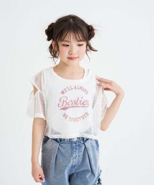 PINK-latte（ピンクラテ） tシャツ 「セットアイテム」肩あきメッシュ 