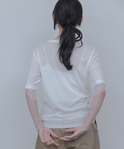 Eimee Law（エイミーロウ） tシャツ スリーブレースコンパクトシアーT