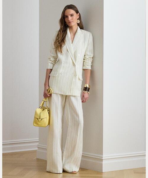 ポロ　ラルフローレン　美品 ストライプ リネン パンツ スラックス W31 LAUREN RALPH LAUREN（ローレン ラルフローレン） スラックス パンツ