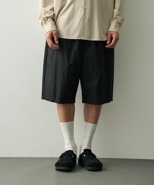 パンツ 「PORTER CLASSIC/ポータークラシック」PC-035-3943-0010/BLACK/POPLIN EASY SHORTS メンズの画像