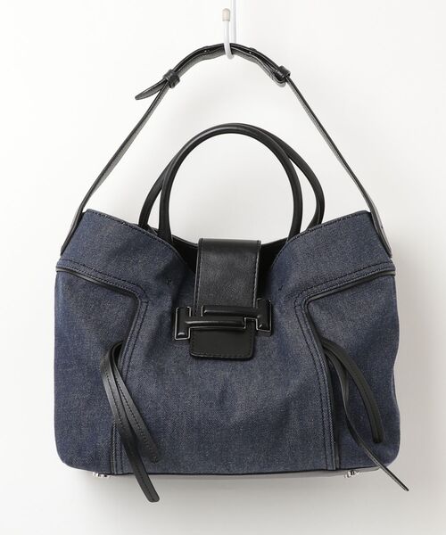 TOD'S（トッズ） ダブルT デニム 2WAYバッグ - ネイビー レディース