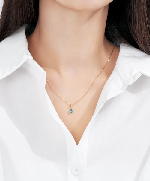 ネックレス K18 ブルートパーズ ペアシェイプ ペンダントトップ レディース メンズの画像