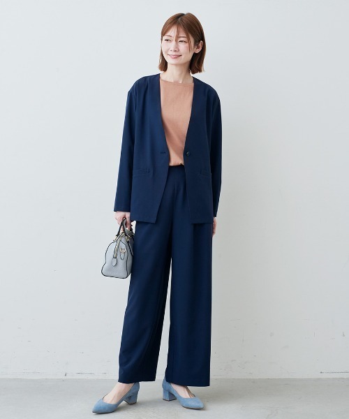 LARDINI ネイビー パッカブルセットアップ 48フラワーピン付き IEDIT（イディット） セットアップ 接触冷感・吸汗速乾・UVカット