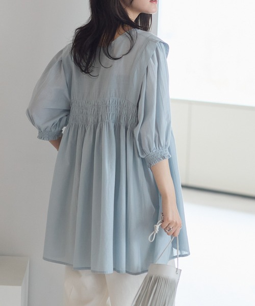 「ap retro」 7分袖ブラウス LARGE ホワイト レディース_画像4