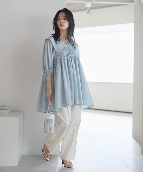 「ap retro」 7分袖ブラウス LARGE ホワイト レディース_画像5