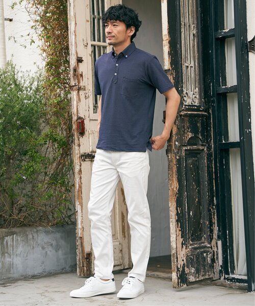 「IKKA LOUNGE」 半袖ポロシャツ X-LARGE ダークネイビー メンズ_画像7