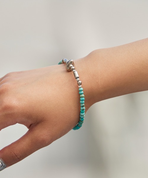 SunKu（サンク） ブレスレット Turquoise ＆ Silver Pipe Ball Beads