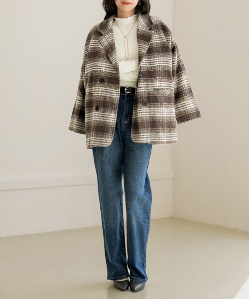 【美品】 バーバリー ロンドン ショートウールコート ピーコート チェック DAY CLOSET ピーコート pコート 「non-no1.2月合併号掲載