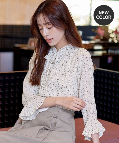 Tiaclasse ブラウス シャツ 「新色追加・洗える」フレアスリーブ花柄