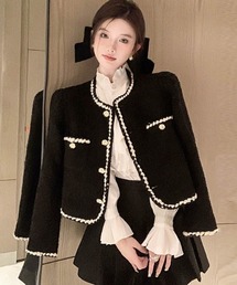 Sibra（シブラ） ジャケット ノーカラージャケット ツイードショート丈