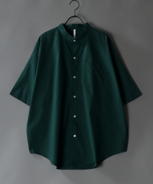SITRY シャツ Oversize drop shoulder broadcloth band collar