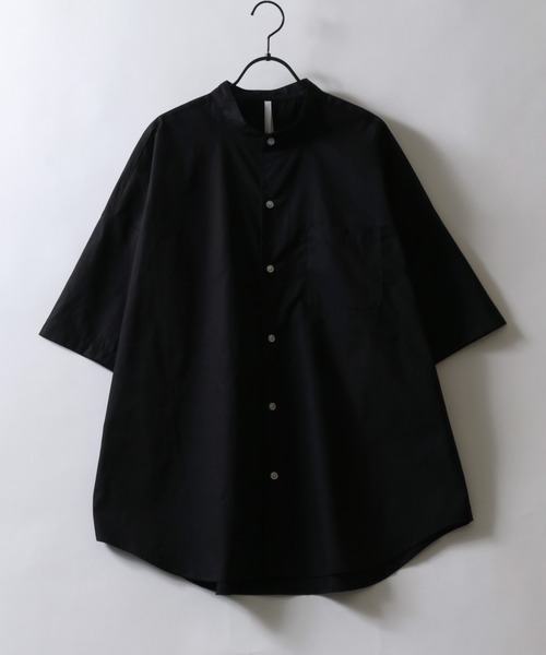 SITRY シャツ Oversize drop shoulder broadcloth band collar