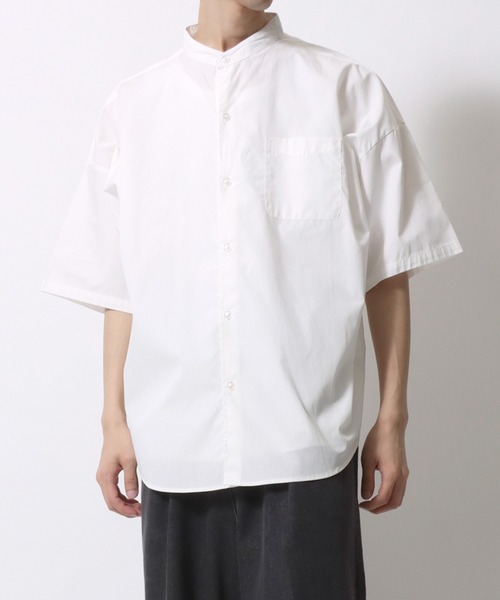 SITRY シャツ Oversize drop shoulder broadcloth band collar