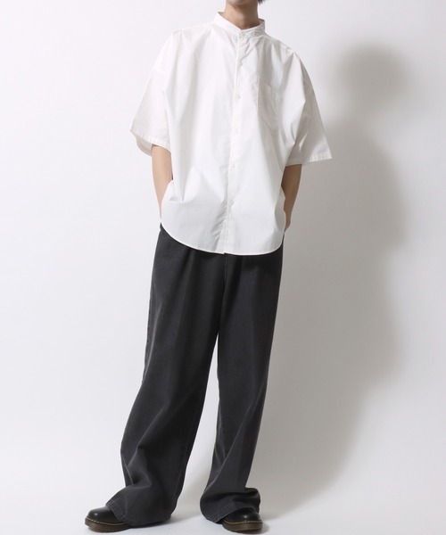 SITRY シャツ Oversize drop shoulder broadcloth band collar