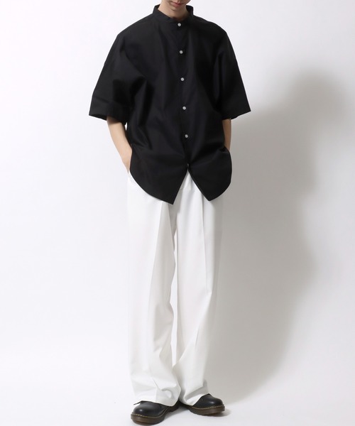 SITRY シャツ Oversize drop shoulder broadcloth band collar