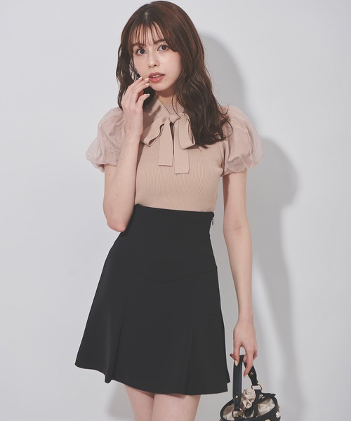 【Balmain】レースアップニットミニスカート レースアップタックミニスカート（スカート）｜CALNAMUR