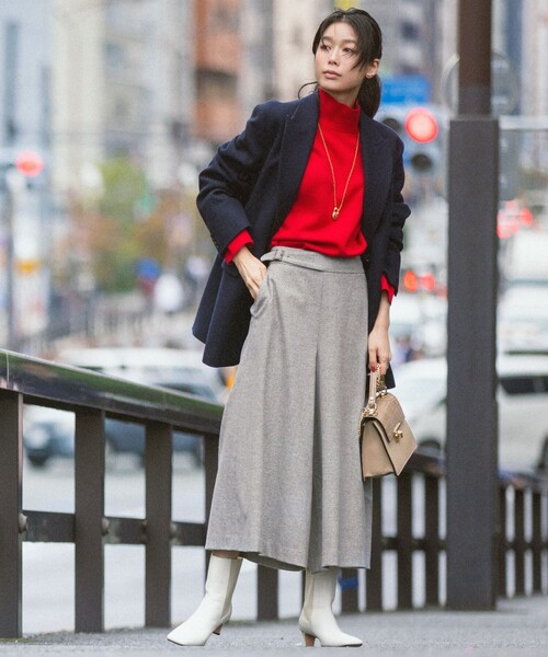 23区 パンツ シルクネップツイード ガウチョパンツ レディース