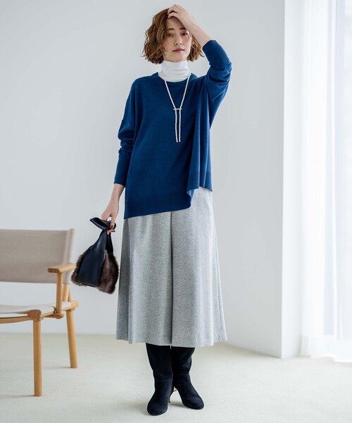 23区 パンツ シルクネップツイード ガウチョパンツ レディース