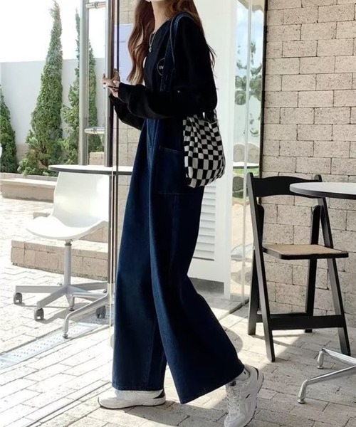 CANVAS+ サロペット オーバーオール 「CANVAS+」ハイウエストデニム