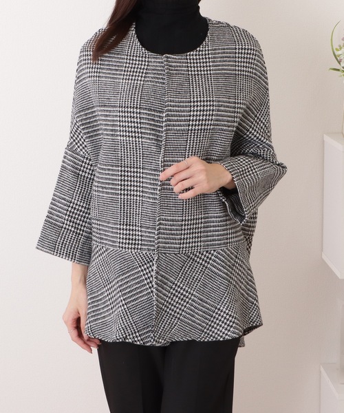 Lace Ladies（レースレディース） ノーカラーコート コート チェック柄