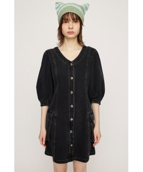 SLY ワンピース V NECK DENIM S/OP ヴイネック デニム ショート