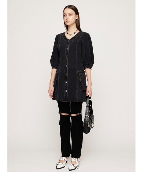 SLY ワンピース V NECK DENIM S/OP ヴイネック デニム ショート