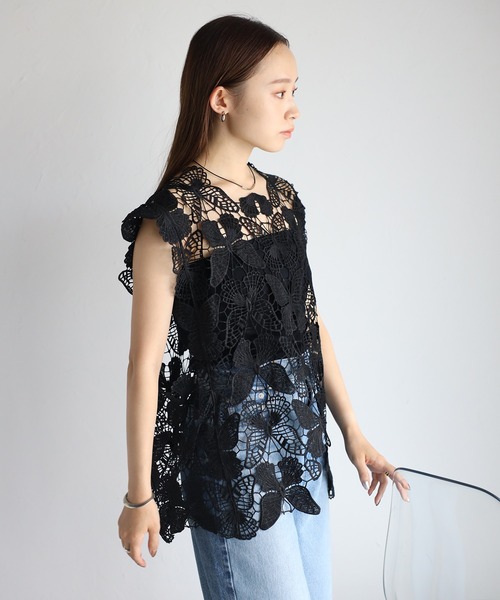 alice auaa レース×異素材×タッセルベスト alice auaa レース×異素材×タッセルベスト