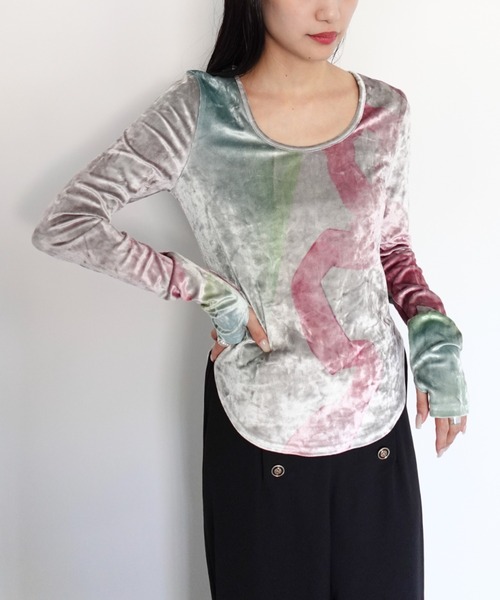 トップス sahara Velour Art Print Top Velour Art Print Top/ベロアアートプリントトップス（Tシャツ